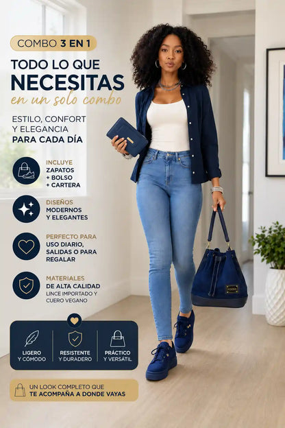 Combo Glamour 3 en 1™ - zapatos plataforma + bolso + billetera