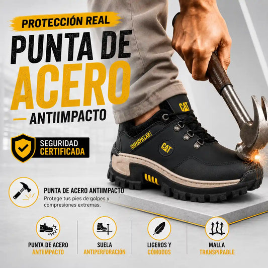 Combo Zapatos de Seguridad  Punta de Acero + Gorra y Caja
