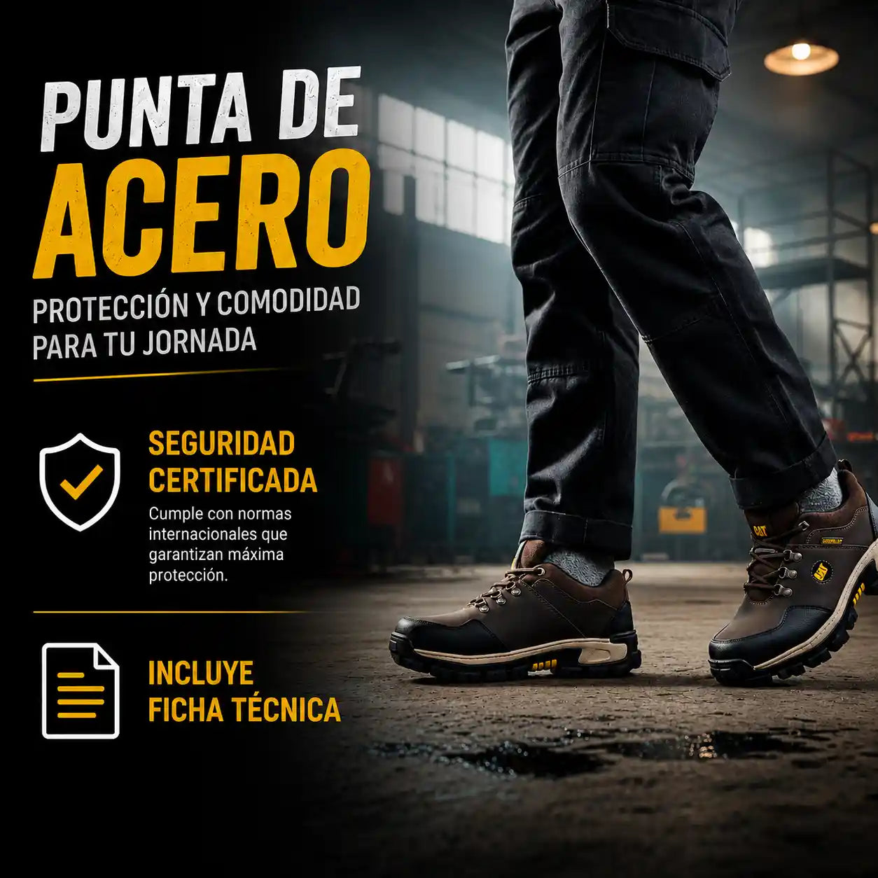 Combo Zapatos de Seguridad  Punta de Acero + Gorra y Caja