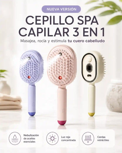 🩷 CEPILLO DE MASAJE CON COJÍN DE AIRE Y ROCIADOR ELÉCTRICO